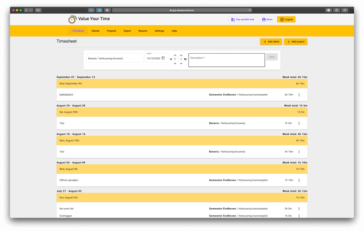 screenshot of value your time